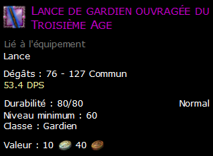 Lance de gardien ouvragée du Troisième Age