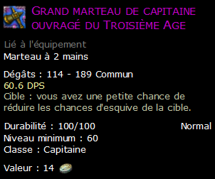 Grand marteau de capitaine ouvragé du Troisième Age