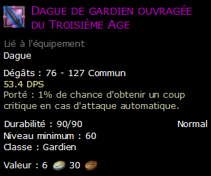 Dague de gardien ouvragée du Troisième Age