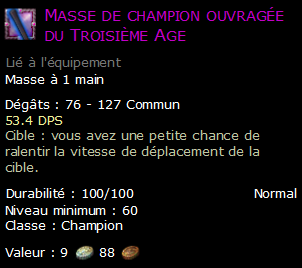 Masse de champion ouvragée du Troisième Age