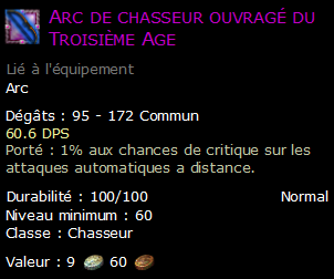 Arc de chasseur ouvragé du Troisième Age