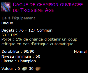 Dague de champion ouvragée du Troisième Age