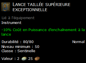 Lance taillée supérieure exceptionnelle