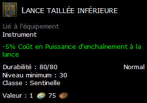 Lance taillée inférieure