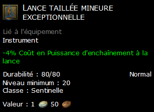 Lance taillée mineure exceptionnelle