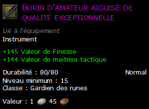 Burin d'amateur aiguisé de qualité exceptionnelle