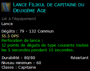 Lance Filikul de capitaine du Deuxième Age