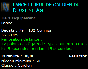 Lance Filikul de gardien du Deuxième Age