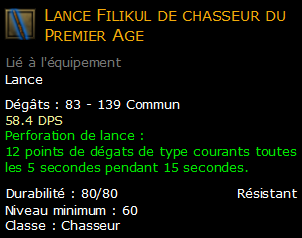 Lance Filikul de chasseur du Premier Age