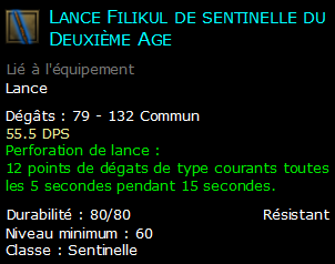 Lance Filikul de sentinelle du Deuxième Age