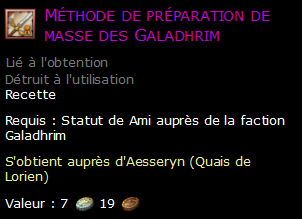 Méthode de préparation de masse des Galadhrim