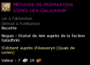 Méthode de préparation d'épée des Galadhrim