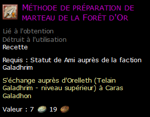 Méthode de préparation de marteau de la Forêt d'Or