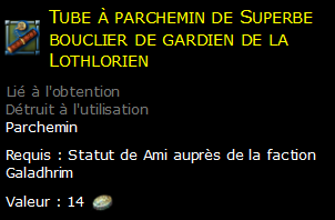 Tube à parchemin de Superbe bouclier de gardien de la Lothlorien