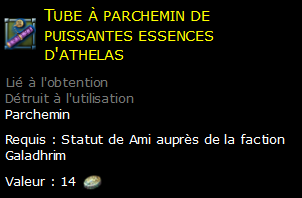 Tube à parchemin de puissantes essences d'athelas