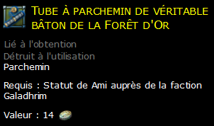 Tube à parchemin de véritable bâton de la Forêt d'Or