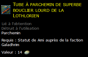 Tube à parchemin de superbe bouclier lourd de la Lothlorien