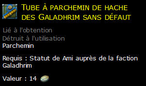 Tube à parchemin de hache des Galadhrim sans défaut