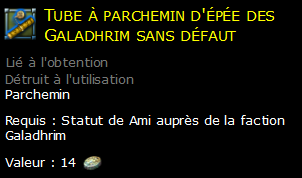 Tube à parchemin d'épée des Galadhrim sans défaut