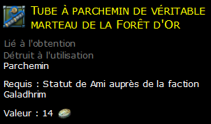 Tube à parchemin de véritable marteau de la Forêt d'Or