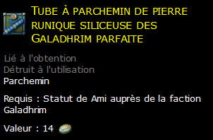 Tube à parchemin de pierre runique siliceuse des Galadhrim parfaite