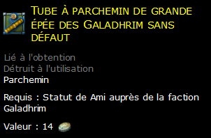 Tube à parchemin de grande épée des Galadhrim sans défaut