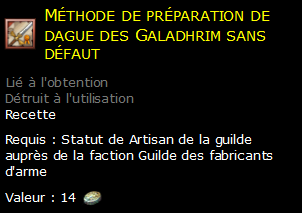 Méthode de préparation de dague des Galadhrim sans défaut