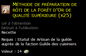 Méthode de préparation de rôti de la Forêt d'Or de qualité supérieure (x25)