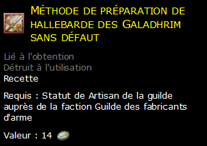 Méthode de préparation de hallebarde des Galadhrim sans défaut