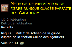 Méthode de préparation de pierre runique glacée parfaite des Galadhrim