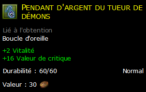 Pendant d'argent du tueur de démons