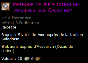 Méthode de préparation de jambières des Galadhrim