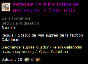 Méthode de préparation de manteau de la Forêt d'Or