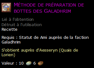 Méthode de préparation de bottes des Galadhrim