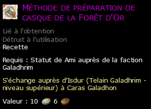 Méthode de préparation de casque de la Forêt d'Or