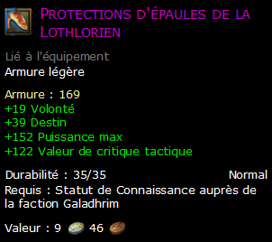 Protections d'épaules de la Lothlorien