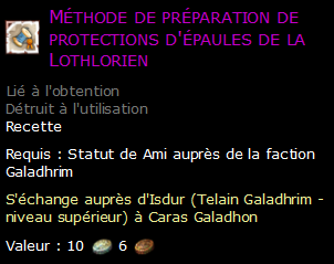 Méthode de préparation de protections d'épaules de la Lothlorien