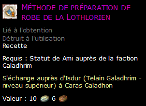 Méthode de préparation de robe de la Lothlorien