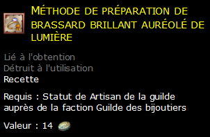 Méthode de préparation de brassard brillant auréolé de lumière