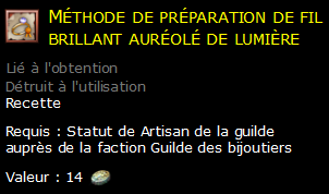 Méthode de préparation de fil brillant auréolé de lumière