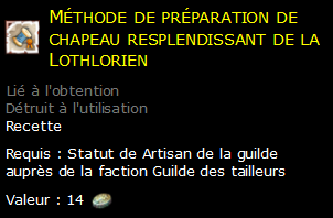 Méthode de préparation de chapeau resplendissant de la Lothlorien