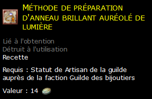 Méthode de préparation d'anneau brillant auréolé de lumière