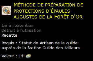 Méthode de préparation de protections d'épaules augustes de la Forêt d'Or