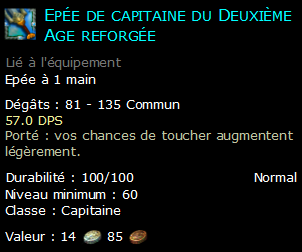 Epée de capitaine du Deuxième Age reforgée