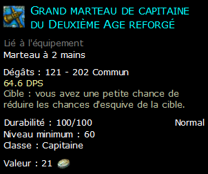 Grand marteau de capitaine du Deuxième Age reforgé