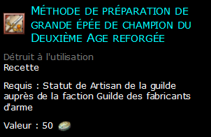 Méthode de préparation de grande épée de champion du Deuxième Age reforgée