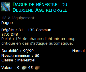 Dague de ménestrel du Deuxième Age reforgée