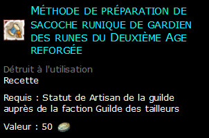 Méthode de préparation de sacoche runique de gardien des runes du Deuxième Age reforgée