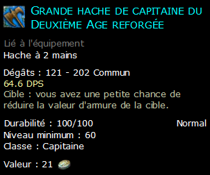 Grande hache de capitaine du Deuxième Age reforgée