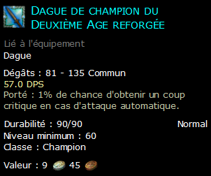 Dague de champion du Deuxième Age reforgée